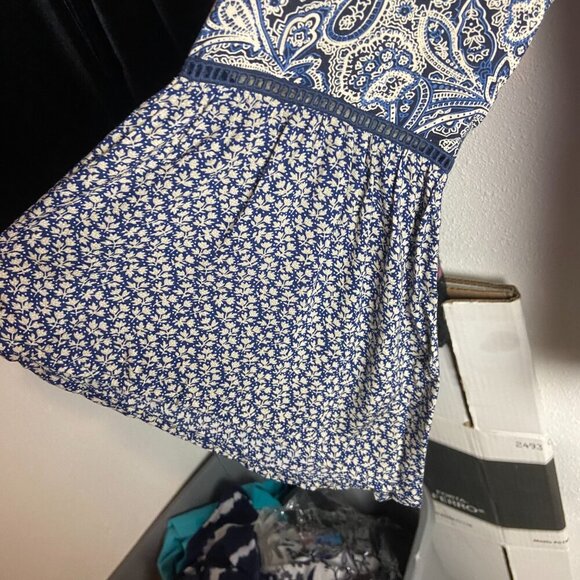 Mystree Size Large Blouse Top Paisley Reto Hippie Fairy Lace Blue Long Sleeve - Picture 3 of 7